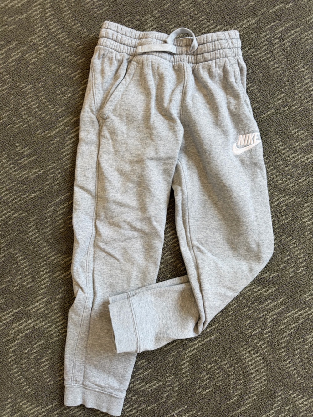 Nike Kids Light Gray Jogger Sweatpants with White Logo